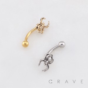 VENON SPIDER TOP 316L SURGICAL STEEL CURVED BARBELL/EYEBROW